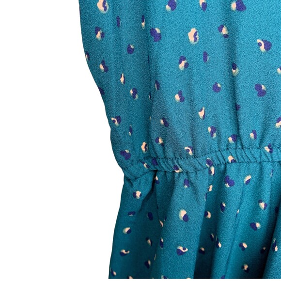 Andree by Unit long sleeve tiered dress teal green printed size large - Picture 9 of 12